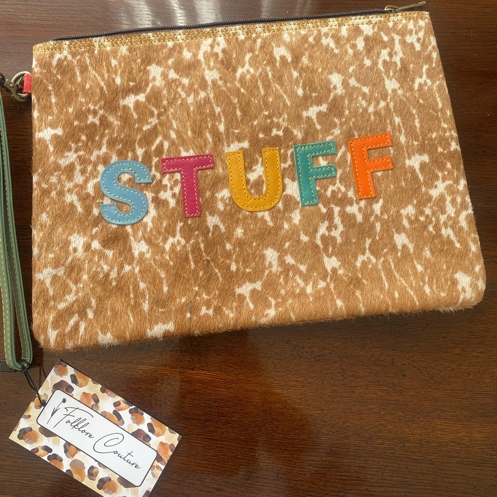 Leather Travel Clutch for STUFF with Wristlet